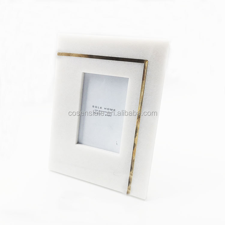 Factory high quality marble wooden photo frame High end marble wood collage picture  photo frame cheap frame