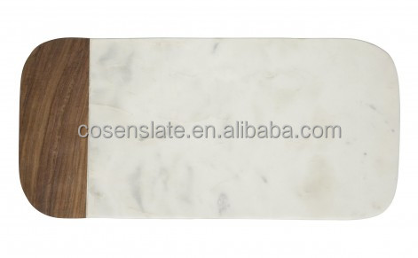 Reusable Dinnerware Wedding Table Decorative Rectangular Marble and Wooden Serving Board